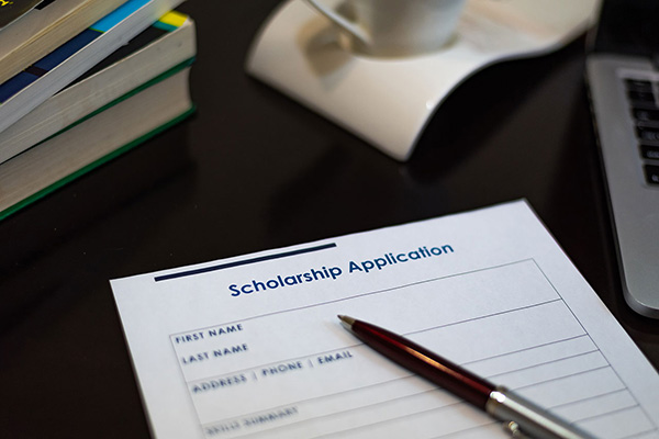scholarship application on a desktop