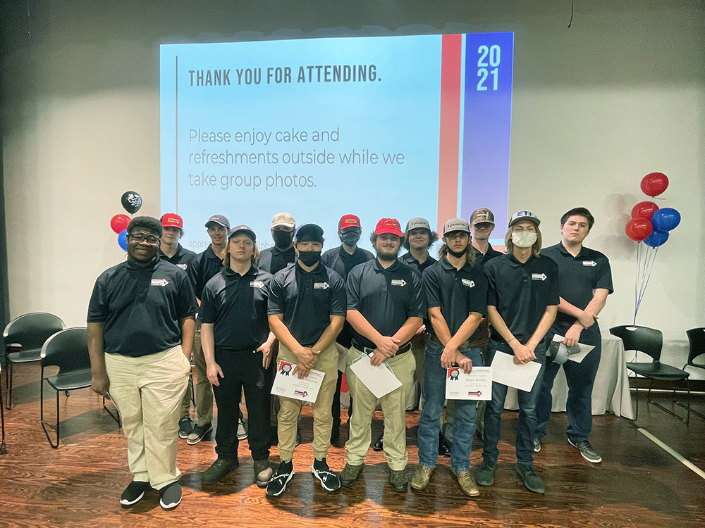 Apprenticeship Randolph signed 14 new apprentices at its 5th Annual Signing Ceremony on Tuesday, Aug. 11, at the R. Alton Cox Learning Resources Center Auditorium at Randolph Community College. Not pictured is apprentice Lindsay Pearce, who joined the ceremony online.