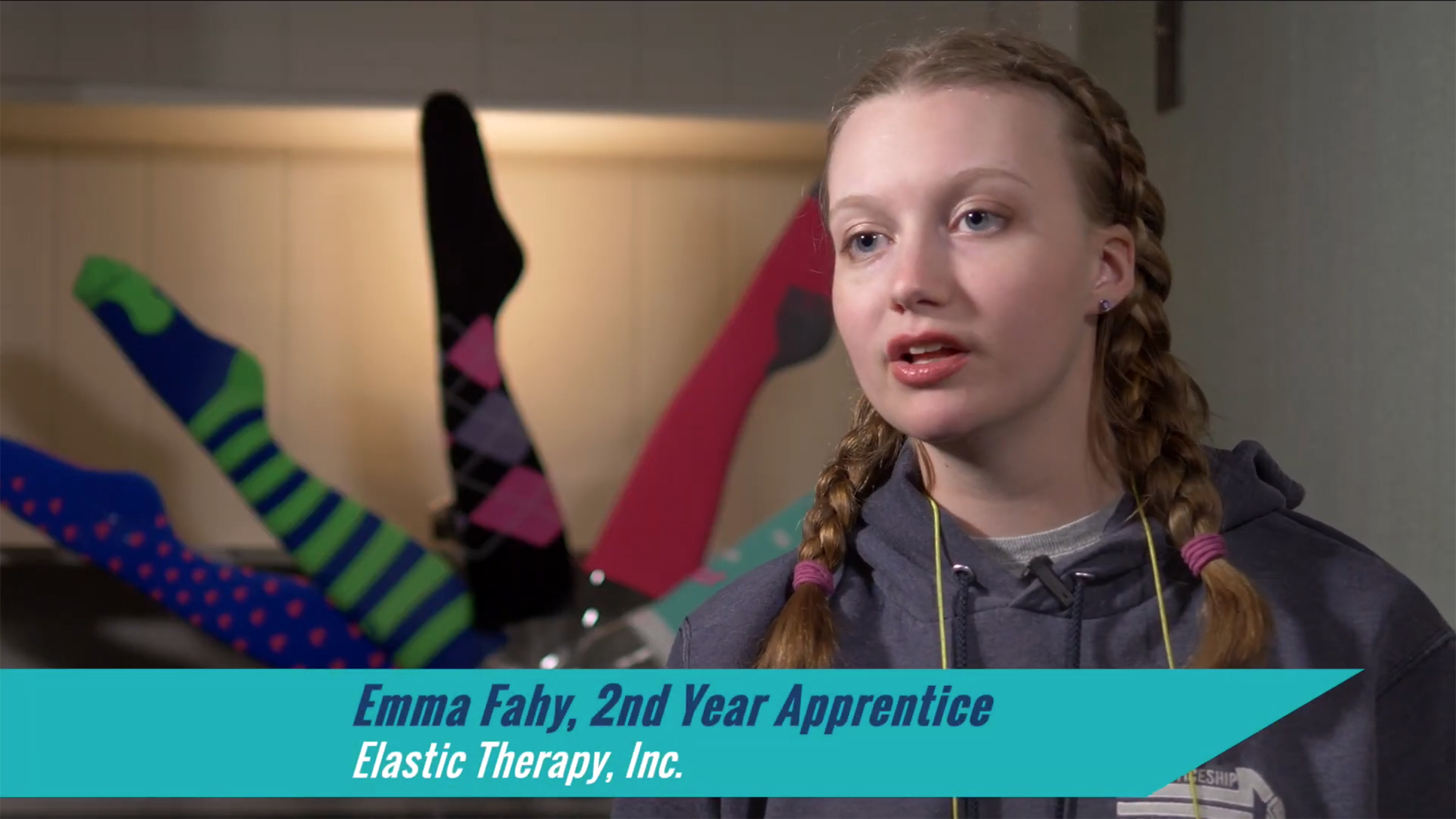 Emma Fahy speaks about her employer, Elastic Therapy Inc.