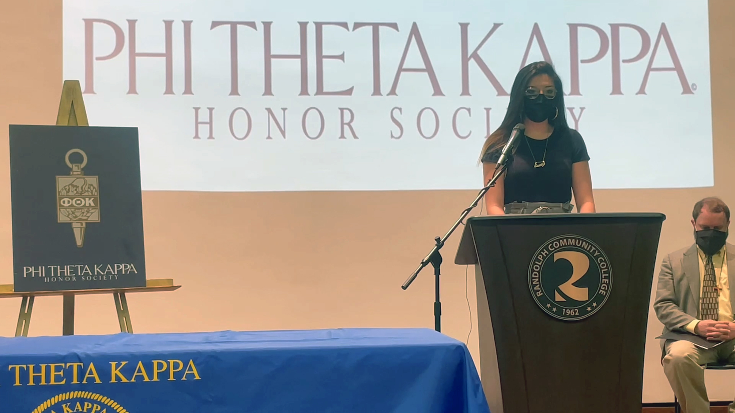 Randolph Community College Phi Theta Kappa Vice President Emily Ramirez gives the invocation during the honor society's virtual spring inducition ceremony April 24.
