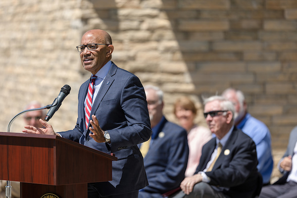 Thomas Stith III speaks during the ceremony