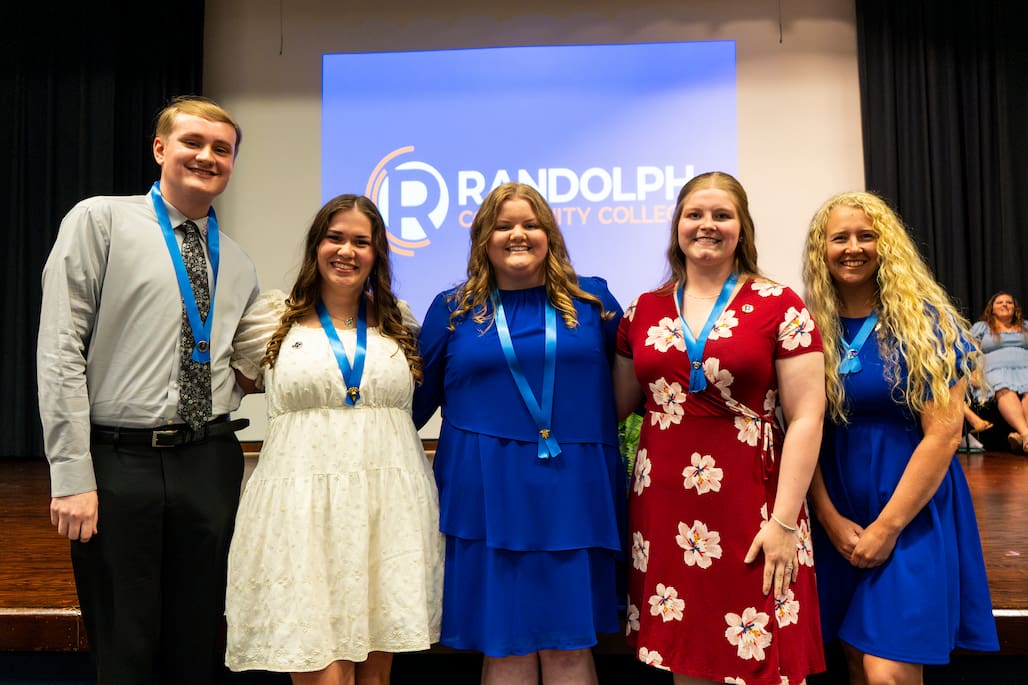 Photo of four of Randolph Community College's Radiography graduates at the department's pinning ceremony.