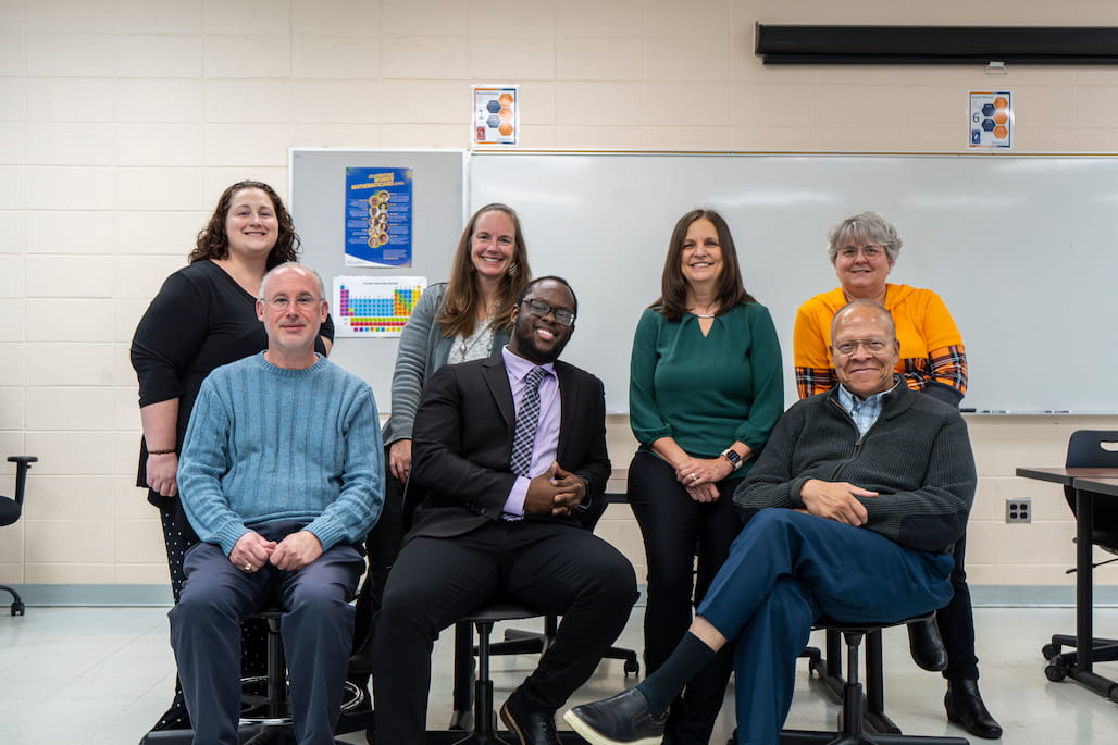 Photo of a group of Randolph Community College instructors in a classroom.
