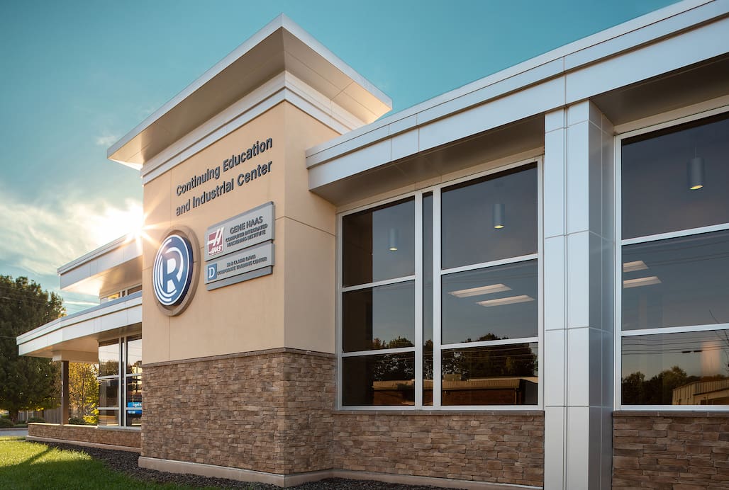 Photo of the front of Randolph Community College's Continuing Education and Industrial Center.