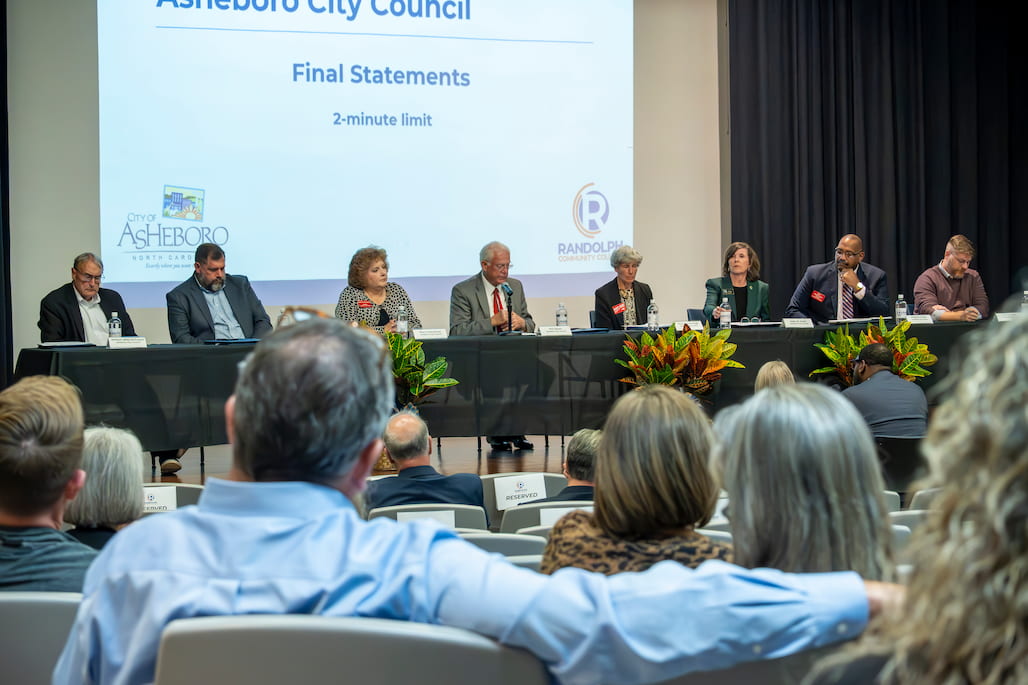 Photo of a group of candidates on the Learning Resources Center Auditorium stage.
